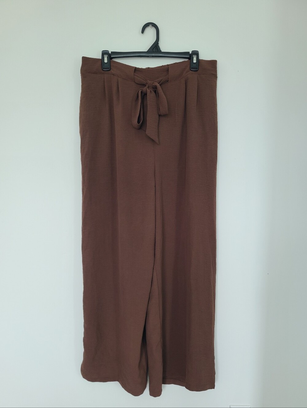 Brown Tie-Waist Wide-Leg Pants - Picture 2 of 7